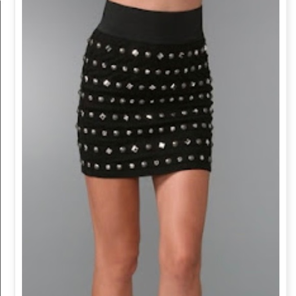 🔑Le Rok Designer black skirt silver studded - Picture 1 of 3